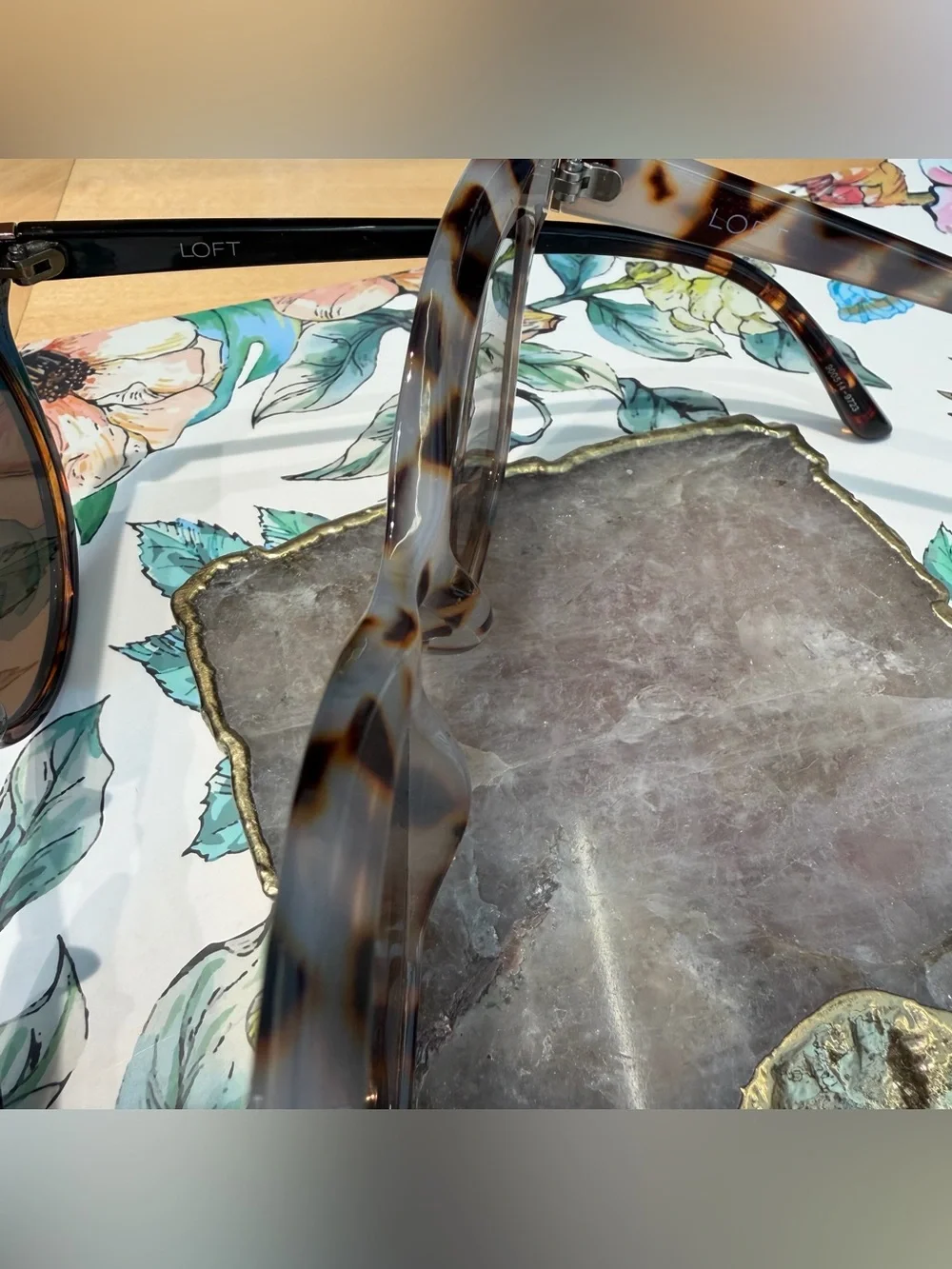 LOT Two-Pairs of LOFT Brand Sunglasses Bundle Gray Tortoise & Black Frames